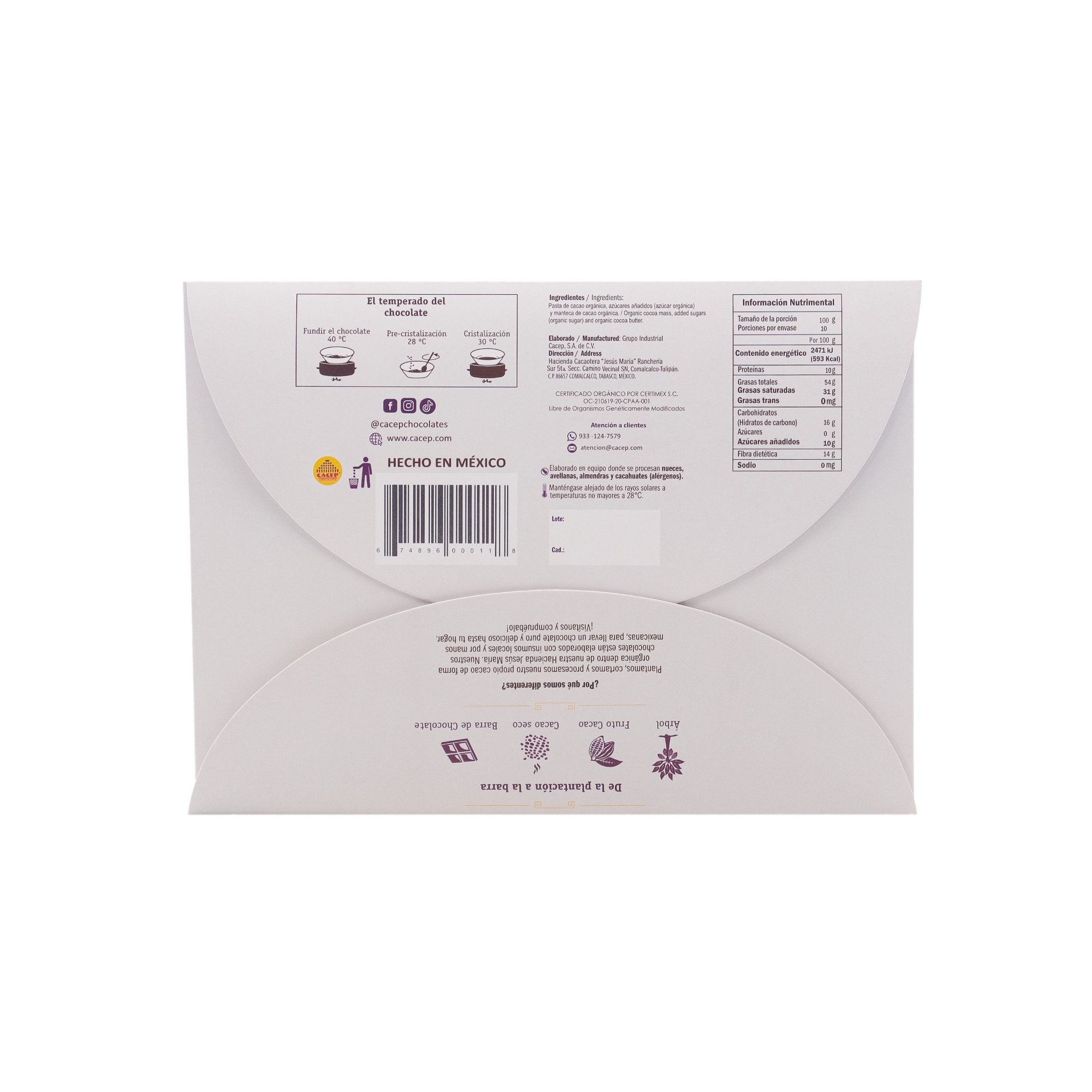 Barra de Chocolate 1kg Amargo 90% Cacao, 1kg