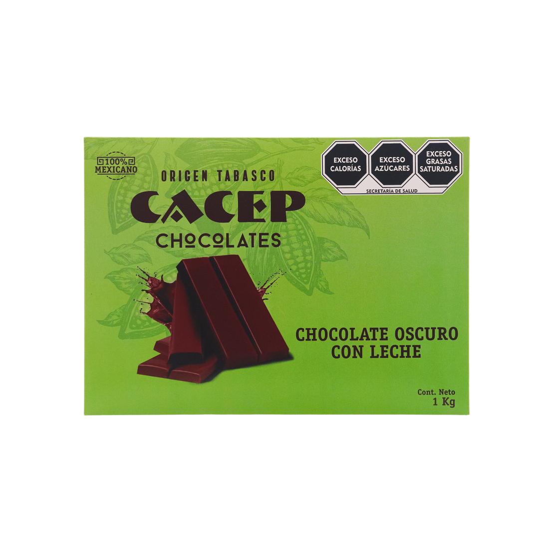 Barra de 1kg Chocolate Obscuro con Leche Cacao