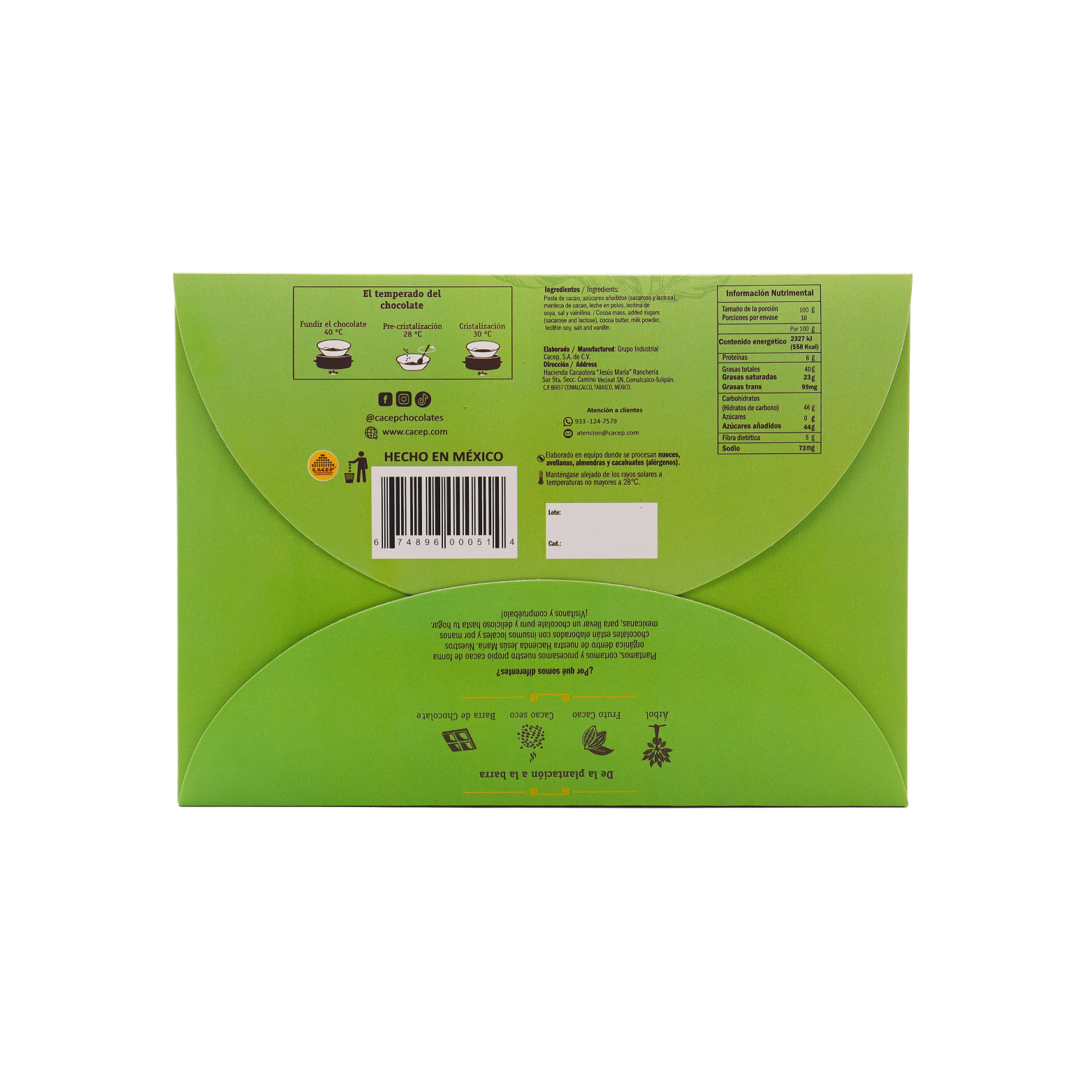 Barra de 1kg Chocolate Obscuro con Leche Cacao