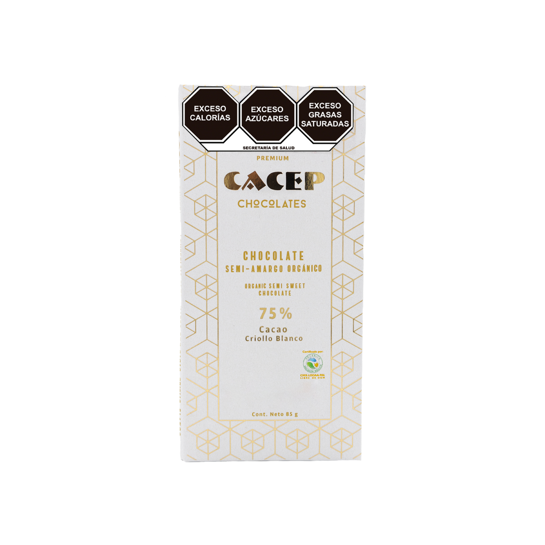 Barra de 85g Chocolate 75% cacao criollo blanco