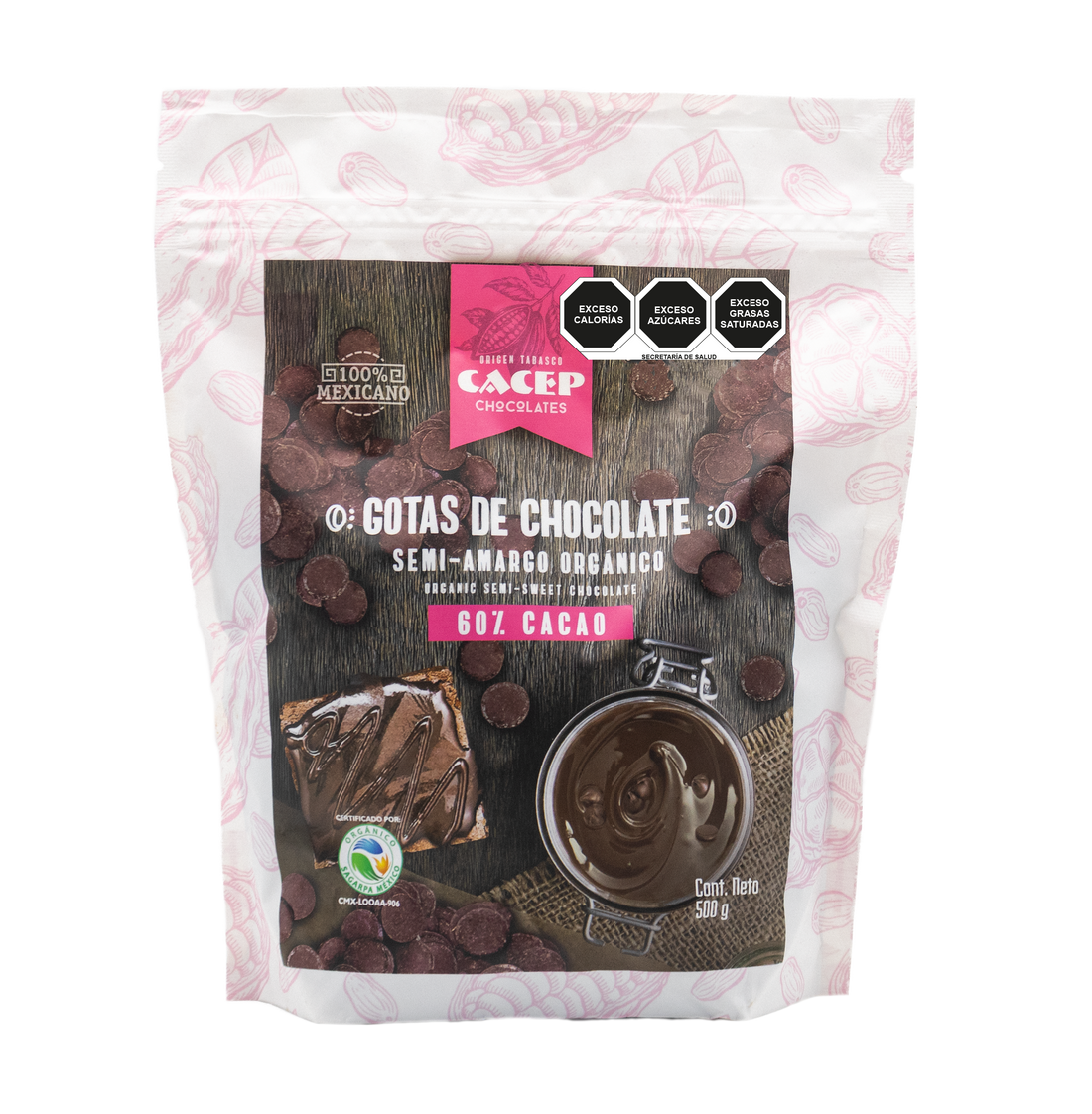 Gotas de Chocolate 60% Cacao , 500 g