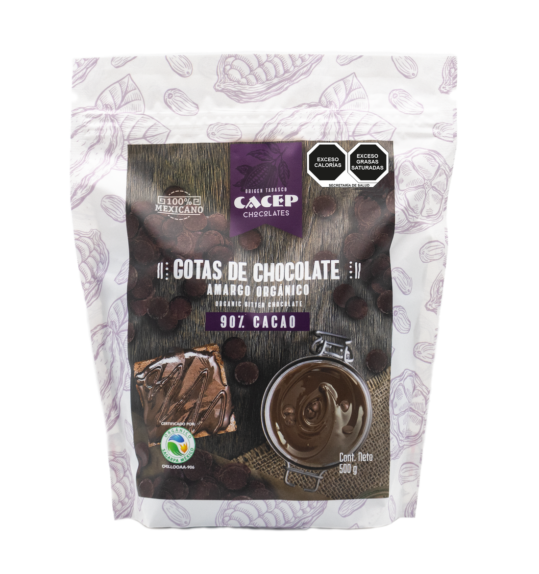 Gotas de Chocolate 90% Cacao Orgánico, 500 g