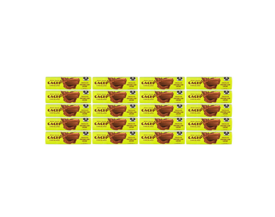 Barritas de 20g de Chocolate Obscuro con Leche, Paquete de 20 pzas.