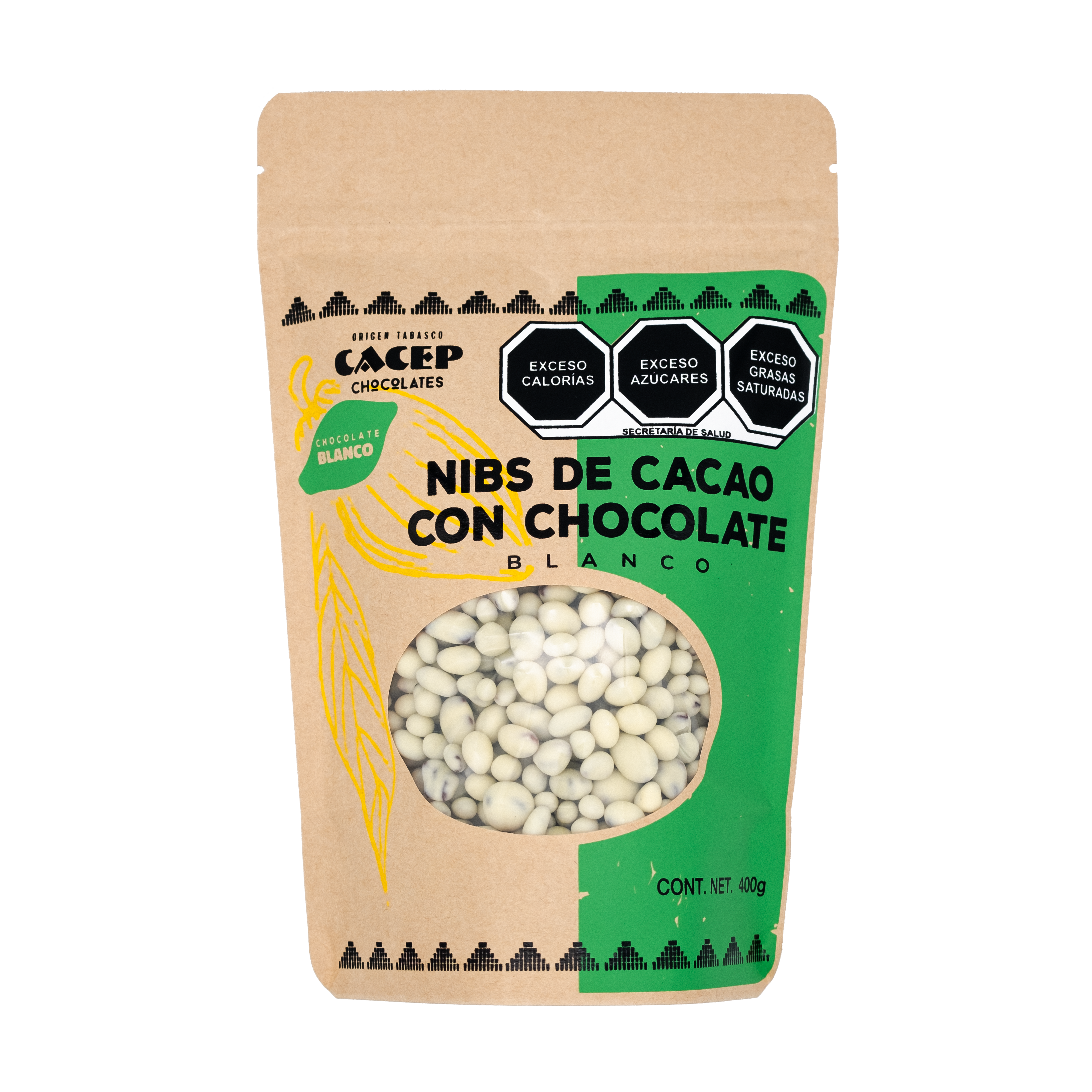 Nibs de cacao con chocolate blanco, Confituras 400 g