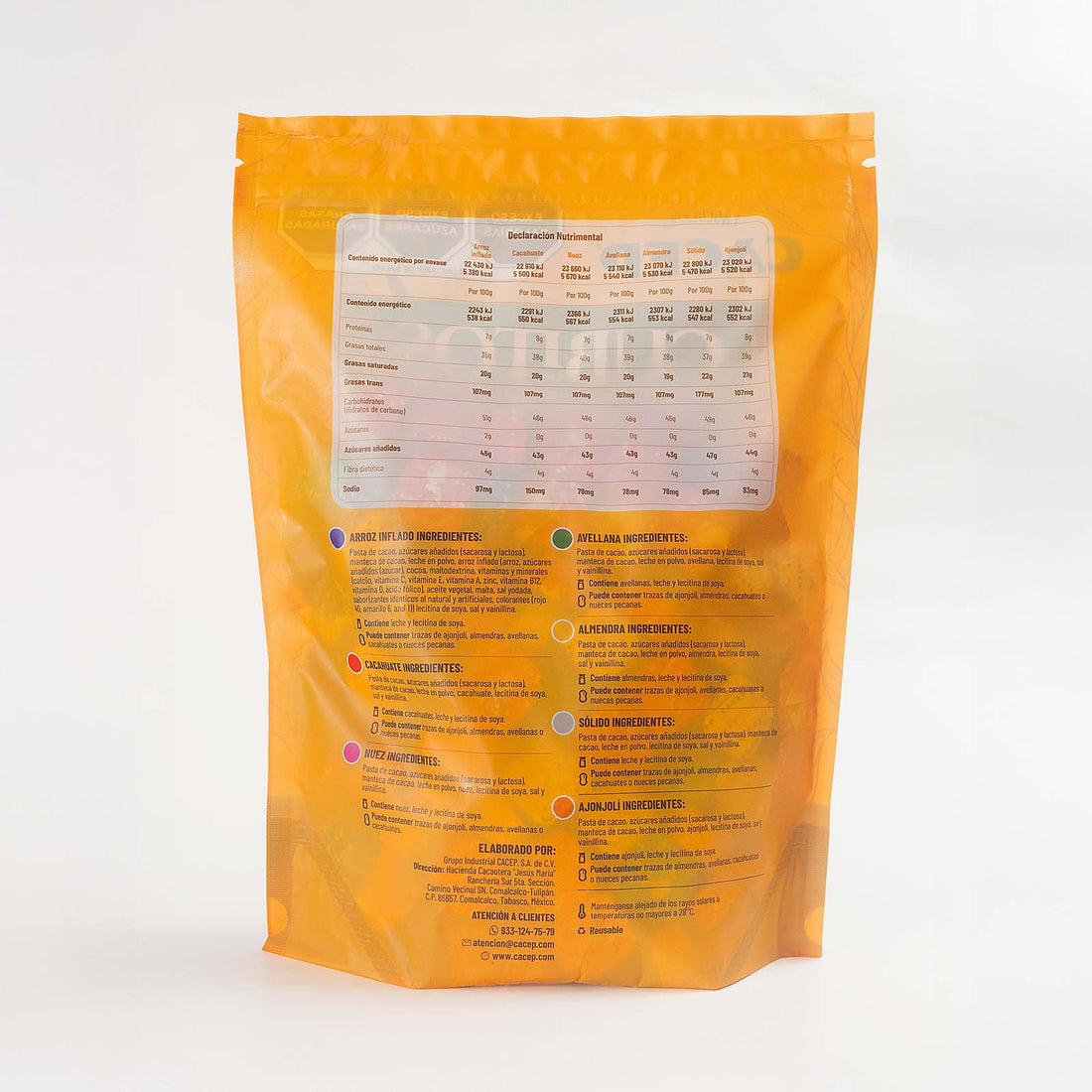 Cubitos de chocolate con semillas, 1kg