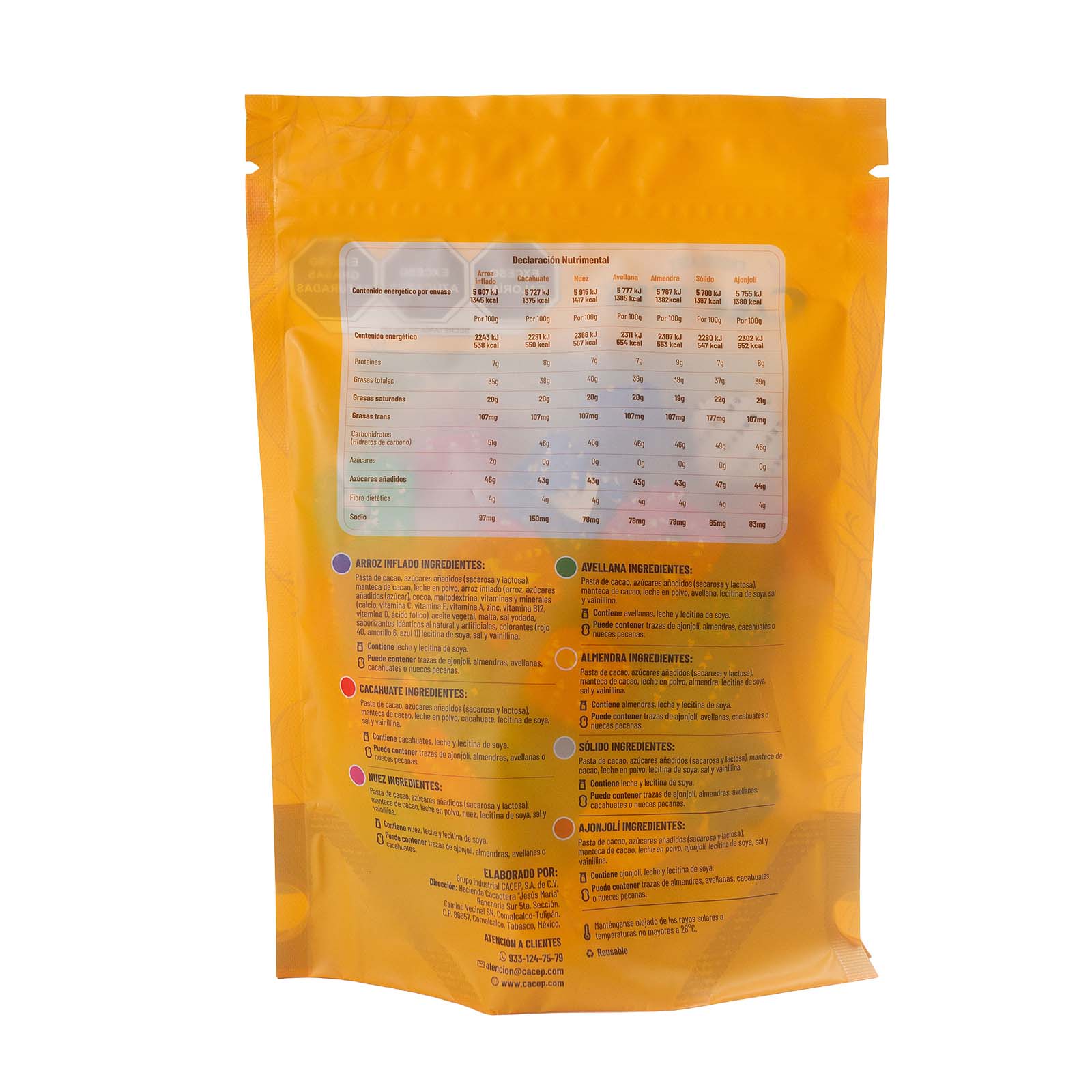 Cubitos de chocolate con semillas, 250g
