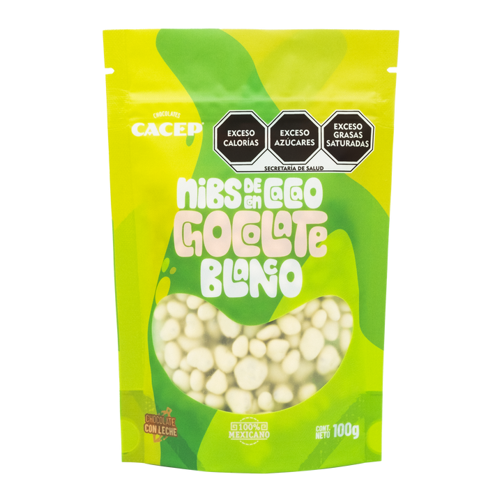 Nibs de cacao con Chocolate Blanco 32%, 100 g, Confitura