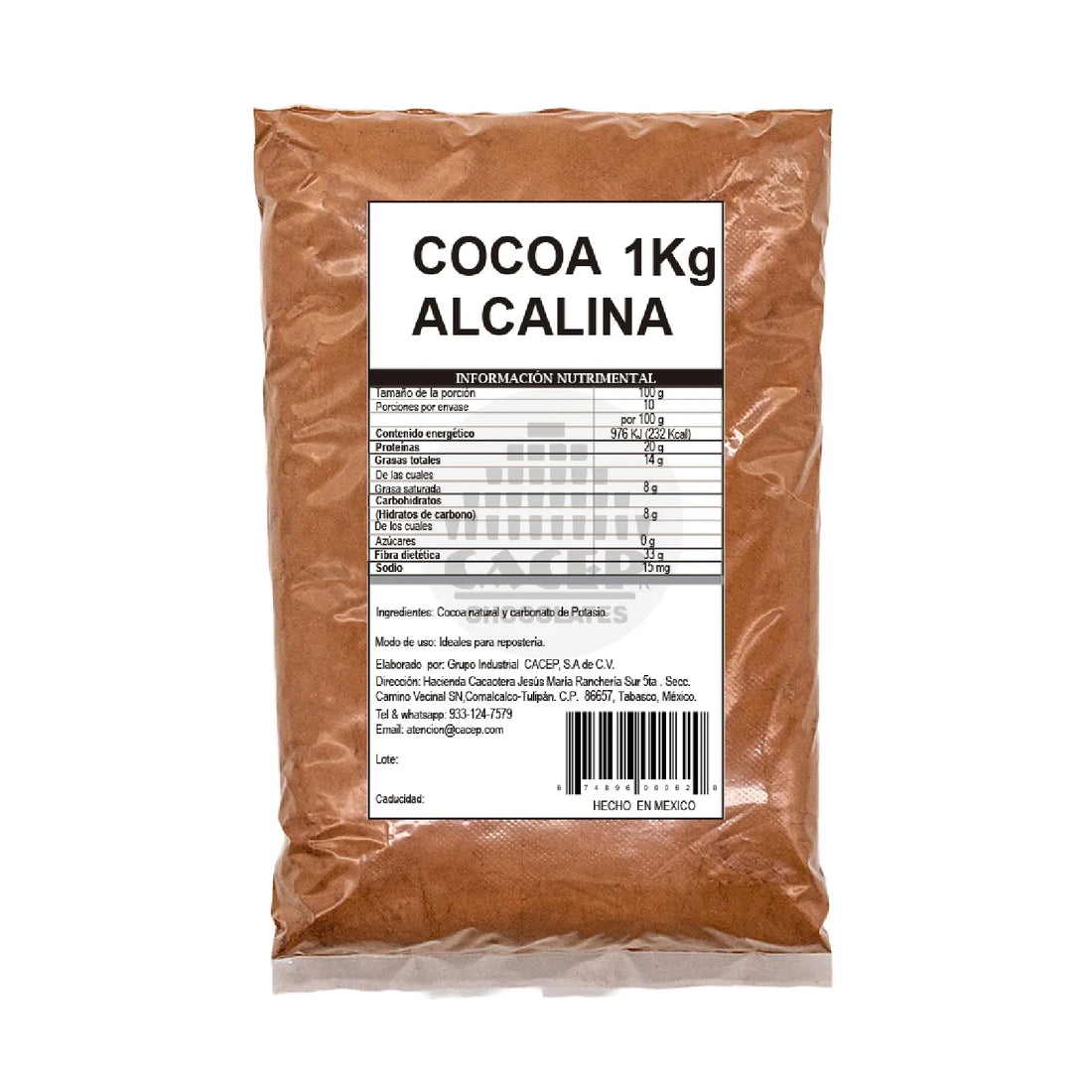 Cocoa en polvo alcalino, 1kg