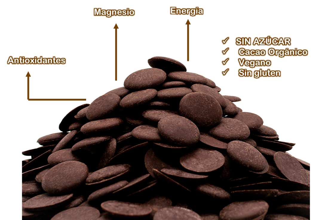 Gotas de 1kg Chocolate Amargo 80% Cacao con MONK FRUIT,SIN AZÚCAR