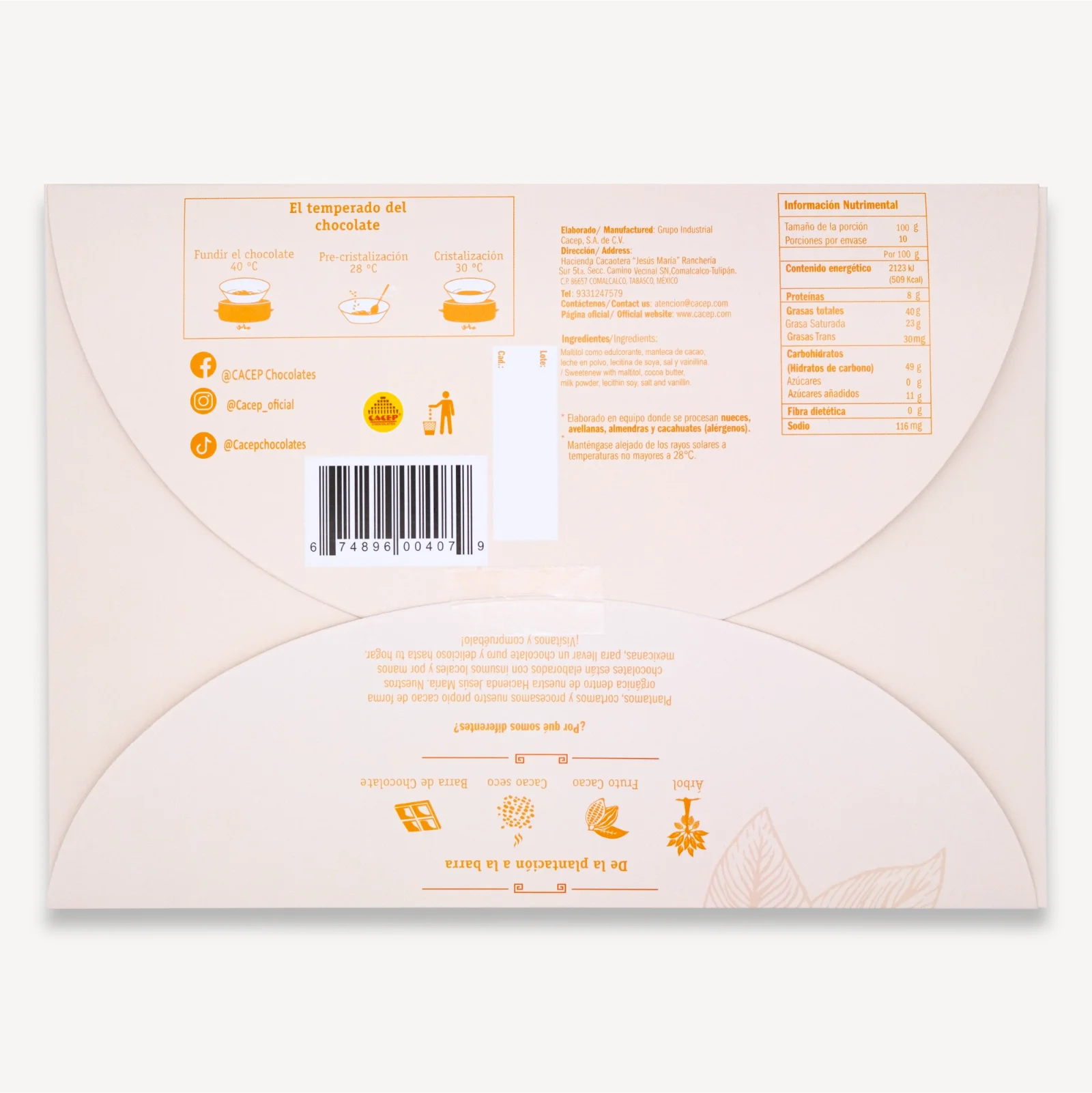 Barra de 1kg Chocolate Blanco SIN AZÚCAR