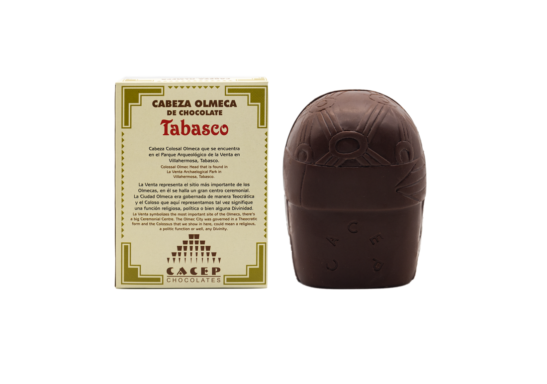 Cabeza olmeca de chocolate oscuro, 500g