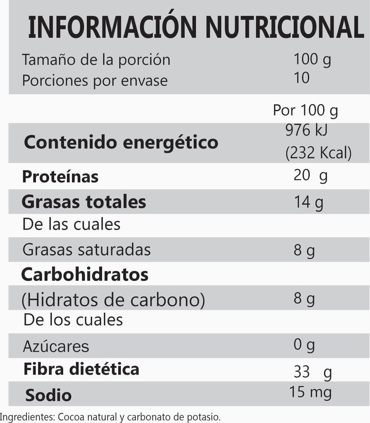 Cocoa en polvo alcalino, 1kg