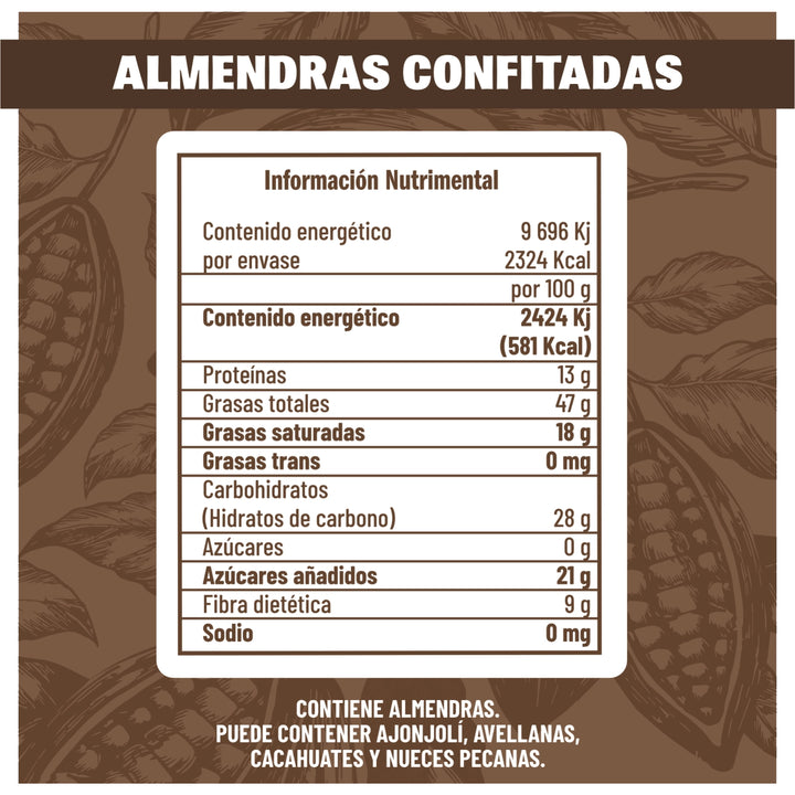 Almendras con chocolate semi amargo, 400 g