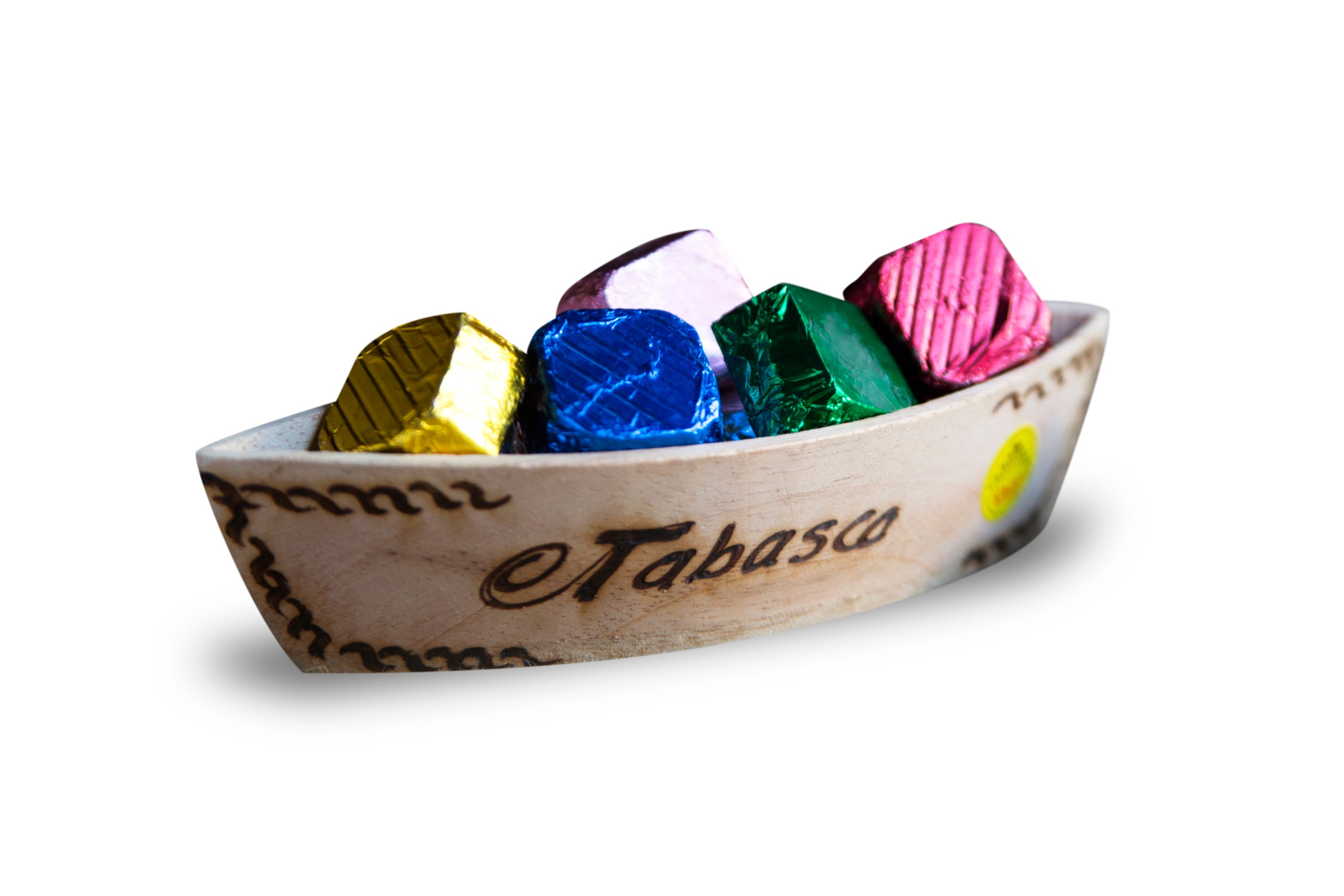 Cayuco de madera pirograbado, micro