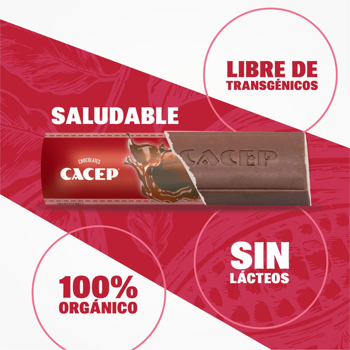 Barritas de 20g chocolate semi amargo 70% cacao, 20pz